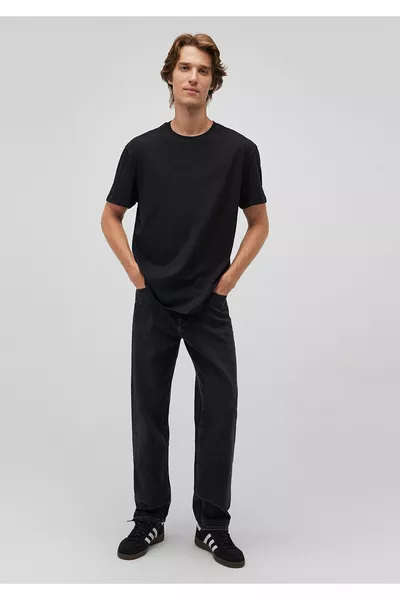 أسود الأساسية تي شيرت فضفاضة صالح / فضفاض عارضة صالح 