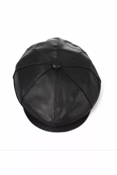 Schwarze Herrenmütze aus echtem Leder Classic Hut