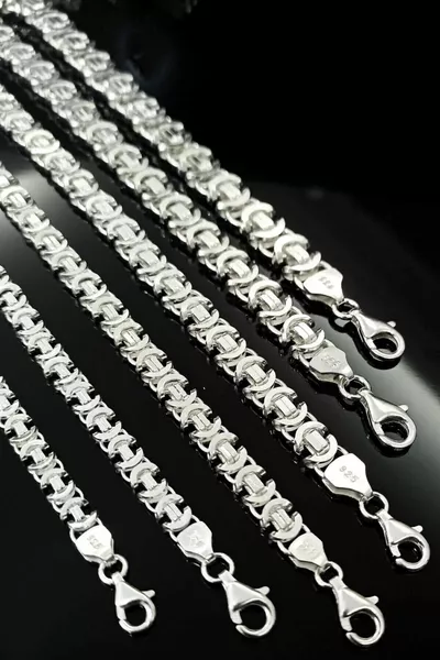 5,5 мм  стерлингово сребро Мъжка гривна Етикет за куче Лъскав модел Euro King