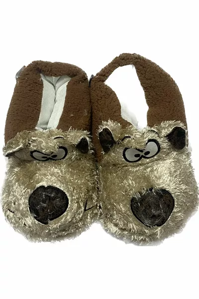 унисекс собака коричневый плюшевый пантуф домашние туфли