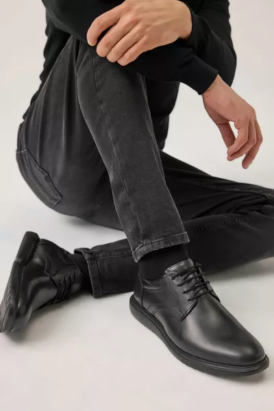 Echt lederen voetganger zwarte casual herenschoenen