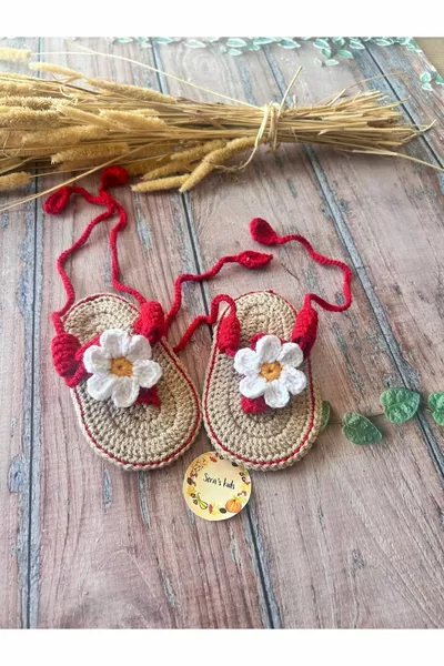 اليدوية متماسكة الأحمر طفلة الصنادل الجوارب