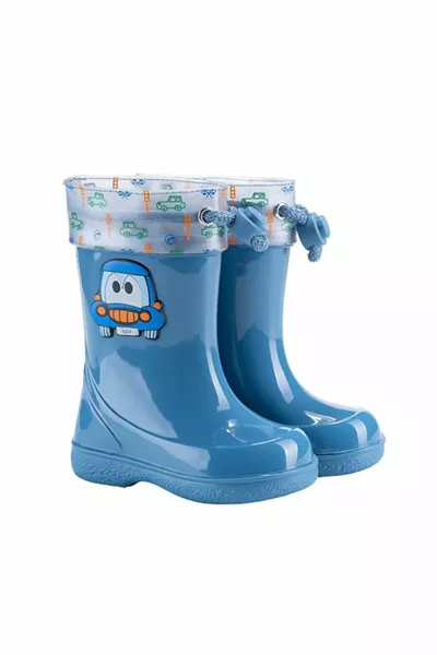  Pipe Car Kids Blue Rain Boots