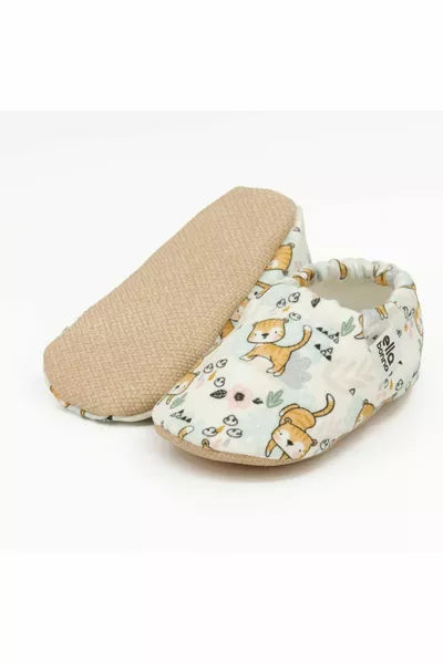 Non-Slip Sole Cat Patterned Baby Booties, House Boots Slippers Nursery Shoes Panduf