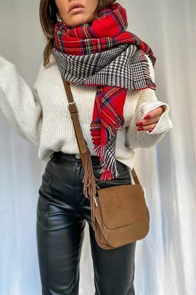 Двусторонний шарф с мягкой текстурой и шалью