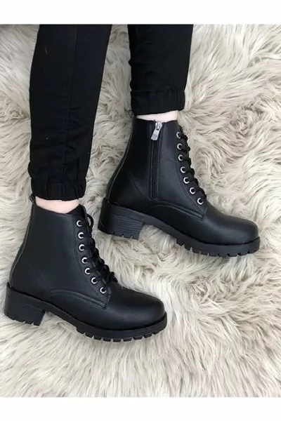 الدانتيل المتابعة عدم الانزلاق وحيد الكاحل قصيرة الطول سستة الاتجاه البريدي أزياء أنيقة المرأة الجلد عارضة أحذية الشتاء