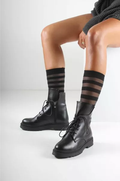 Женские черные повседневные сапоги (ПОДОШВА 4 СМ)