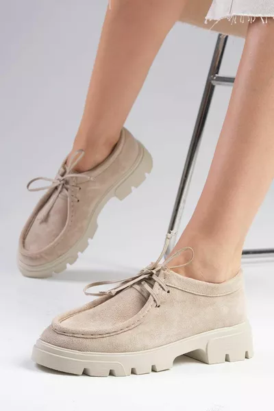 الأمل البيج اللون سميكة وحيد المرأة أحذية المتسكع