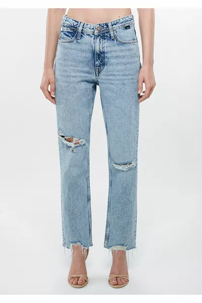 New York Hellblau Vintage er Jeans mit Rissen 