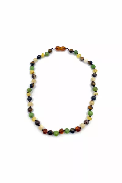 Certified Baby Amber Necklace (AMBER, JADE, TIGER EYE, COFFEE EYE AGATE, CALCITE)