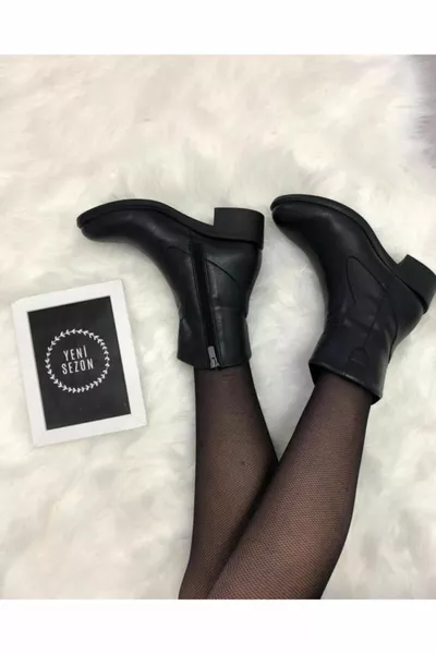 المرأة أحذية رعاة البقر الجلدية السوداء