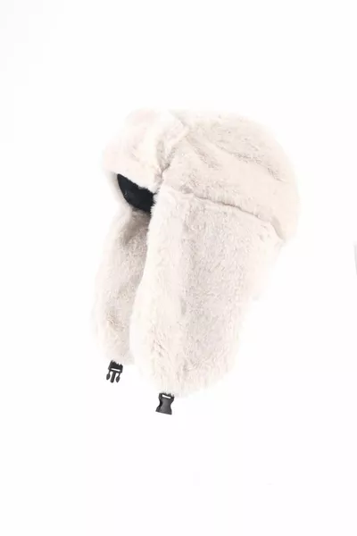 Suni Kürk Peluş Kulaklı Şapka - Bej