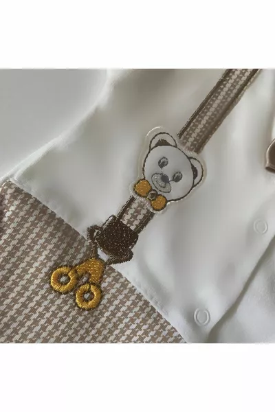 (محاصر) تيدي بير براون القوس التعادل ملابس حديثي الولادة ملابس اطفال مستشفى خروج مجموعة من 5