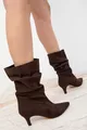 Coffee Suede Bottines Femme & Bootie 