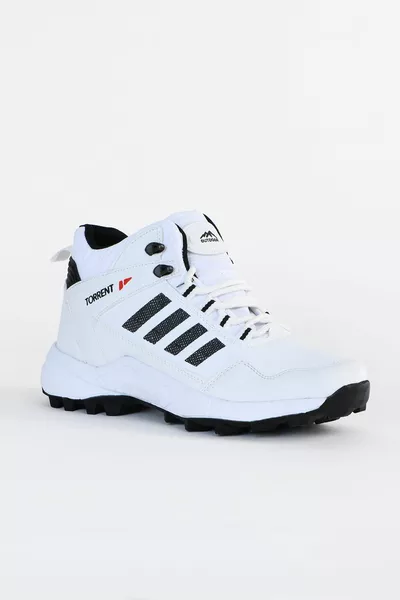 Unisex White Black Anti Slip Sole Daily Winter Nature Hiking And Trekking Boots