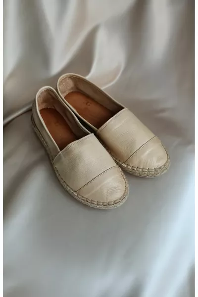 Women's Genuine Leather Casual Ballet Flats Model Espadrille Shoes