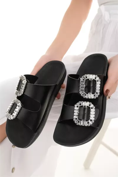 شبشب نسائي يومي أسود صيفي للمنزل والشاطئ والإجازة والعمل تم تحديث الصورة