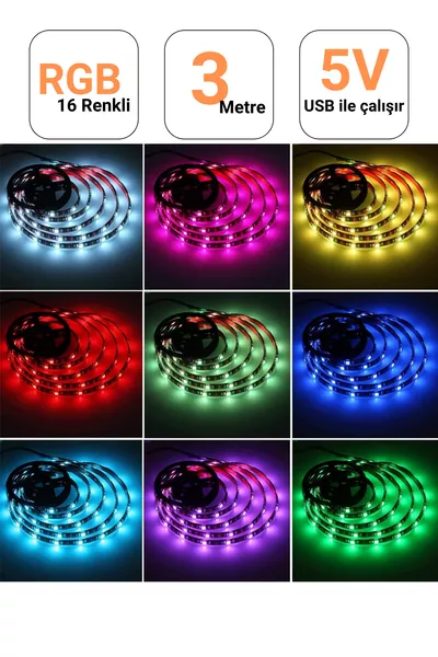 За телевизионным монитором, 3 метра, с пультом, 3-чиповая RGB светодиодная лента, для внутреннего использования, с анимацией RGB