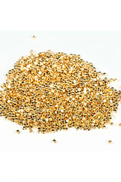 2 mm perle a cubo placcate in oro su riso, perle a cubo in metallo di prima qualità che non anneriscono, (3 GRAMMI ~  PEZZI)