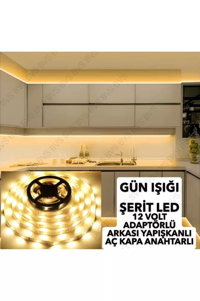 شريط LED ضوء النهار 1 متر لأعلى سطح المطبخ + محول  فولت، توصيل وتشغيل، مفتاح تشغيل وإيقاف 1 متر
