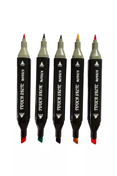 -Piece Dual-Tip Art Marker Paint Pen Set with Brush and Chisel Tips, Comes with Case and Stand