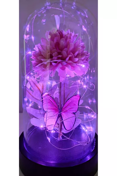 Bouquet Papillon Rose avec vase en chrysanthème Cadeau pour l'amoureux Cadeaux lumineux  novembre