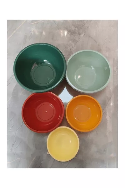 Renkli 5 Adet Yuvarlak Badya Seti Karıştırma & Saklama Kabı Çok Amaçlı Leğen Farklı Boyutlarda