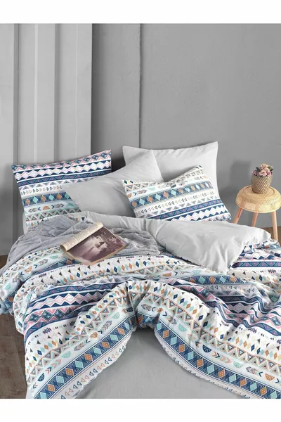 Double Bed Duvet Cover Set with Fitted Sheet Diamente