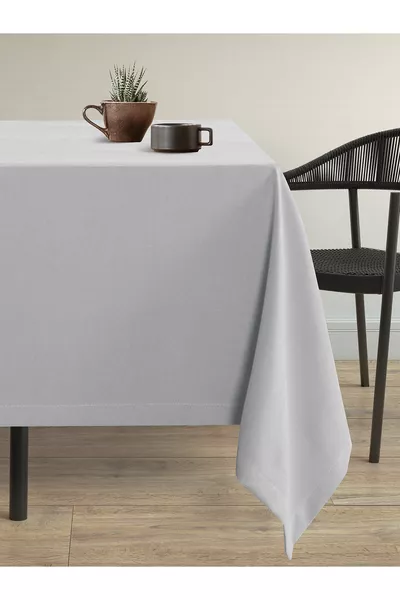 Velvet-Textured Silver Gray Tablecloth