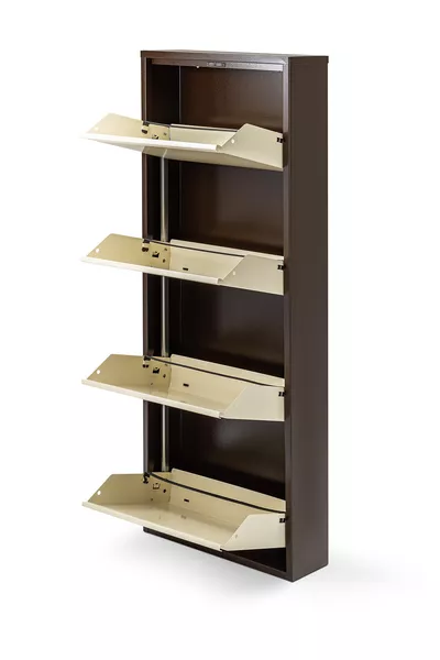 Метална обувкарница с 4 заключващи се отделения - КАФЯВО-КРЕМ - Цвят