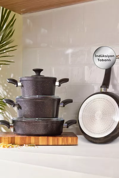 Набор кастрюль Biogranit Black Gold New с индукционным дном, 7 предметов