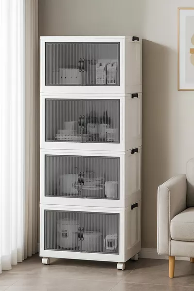 Fold&Go Multifunctionele Draagbare 4-laags Kast op Wielen