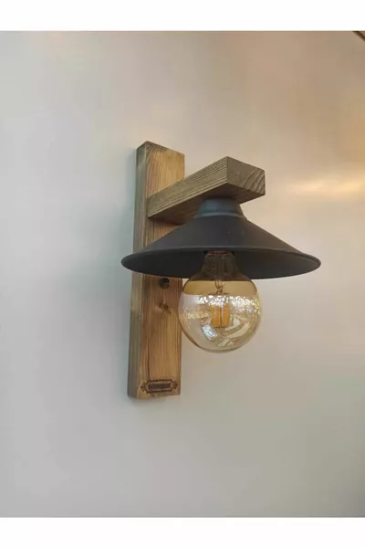 Braune Sedna Holz Rustikale Moderne Wandlampe