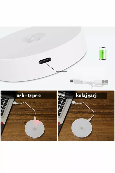 Сенсорная светодиодная ночная лампа – аккумуляторная, белый свет, автоматическое включение/выключение - 2 штуки