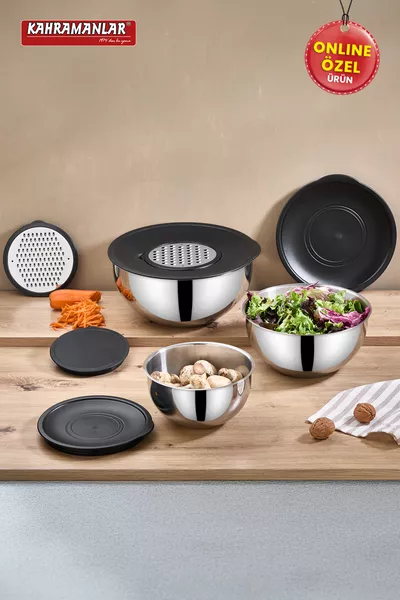 مجموعة شيف ميكس 9 قطع وعاء خلط وحفظ مع مبشرة