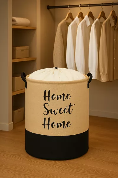 Платнена водоустойчива сгъваема кошница с връзка за пране или играчки за гардероб 