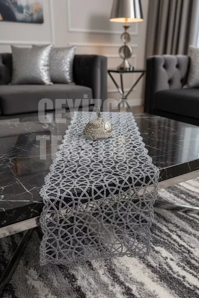 Chemin de table unique avec détails en dentelle française, chemin de table pour table, napperon