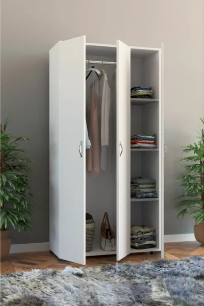 3-Door Wardrobe - White