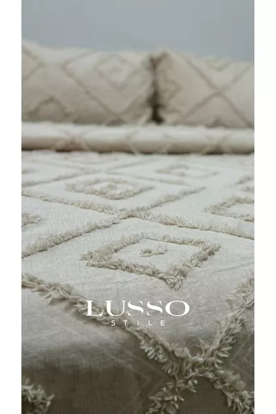 Stile Çift Kişilik Cappuccino İskandinav Yatak Örtüsü  ve 2 Adet Yastık Kılıfı