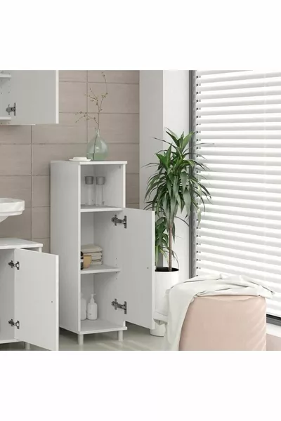 Armoire de salle de bain polyvalente à 3 étagères avec une seule porte, armoire de cuisine, armoire à serviettes, garde-manger