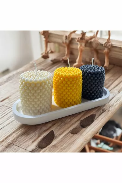 Dekoratif Tepside, 4'lü Set, Çilek Kokulu, Top Bubble Mum