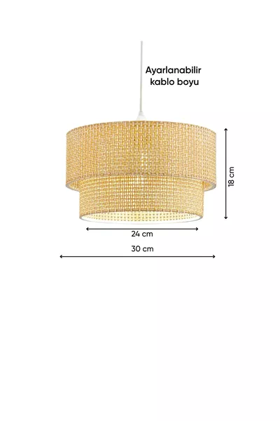 ثريا معلقة منسوجة حديثة بطبقتين من قماش الهزران الطبيعي بسلك بلاستيكي لغرفة المعيشة والمطبخ وغرفة النوم وغرفة الأطفال