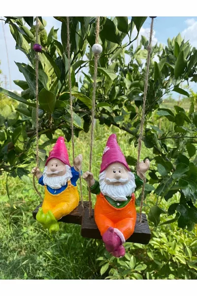 Декоративна градинска/балконска украса с 2 люлеещи се джуджета