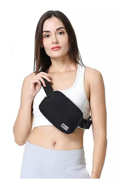 Unisex Black Waist and Shoulder Bag