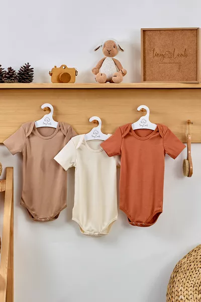 Ensemble Body à Manches Courtes Boutonné en Coton Bio Buddy Bears pour Bébé - Coffret Cadeau Enfant