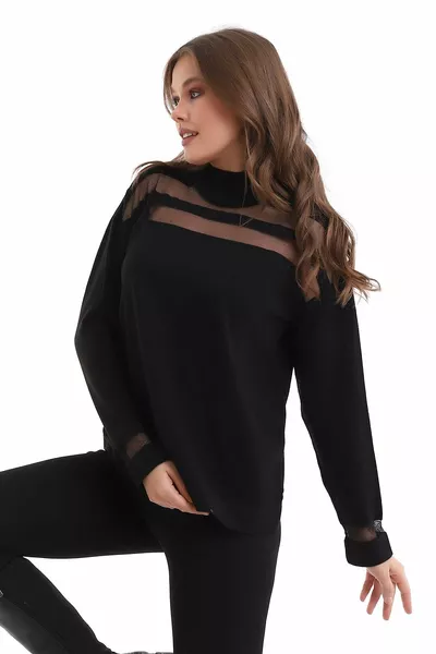 كنزة محبوكة مخططة شفافة بلوزة محبوكة 