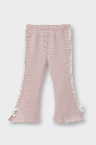 طقم بنات مكون من قطعتين، سويتر مزخرف بالزهور وبنطلون بقصة أرجل واسعة AU