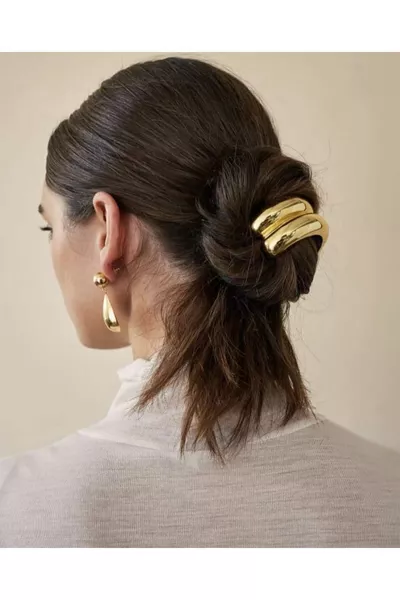 مشبك شعر نسائي مع مطاط ذهبي