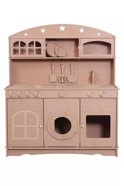 Дървен голям комплект за сервиране на Монтесори кухня с 2 броя бои и четка