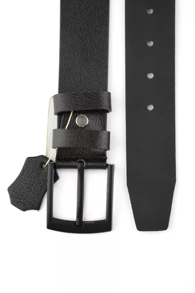 % Genuine Buffalo Leather Cotton Denim Sport Men's Black Belt